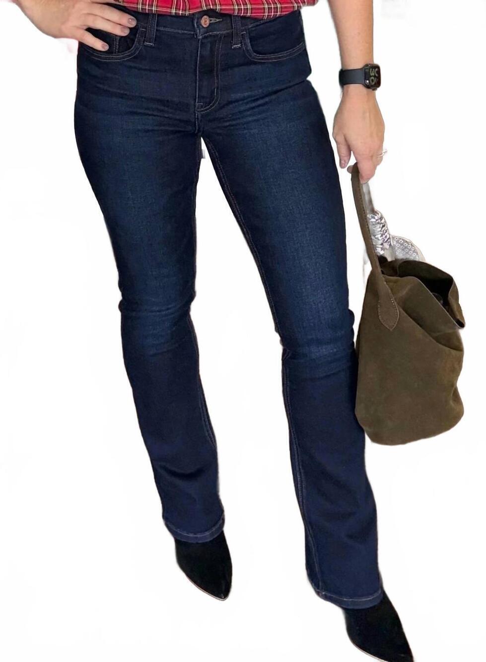 NEW VERVET BY FLYING MONKEY mid rise boot cut jeans in blue